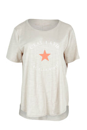 Product shot of the C'est La Vie Cotton Tee in colour Natural, from the front