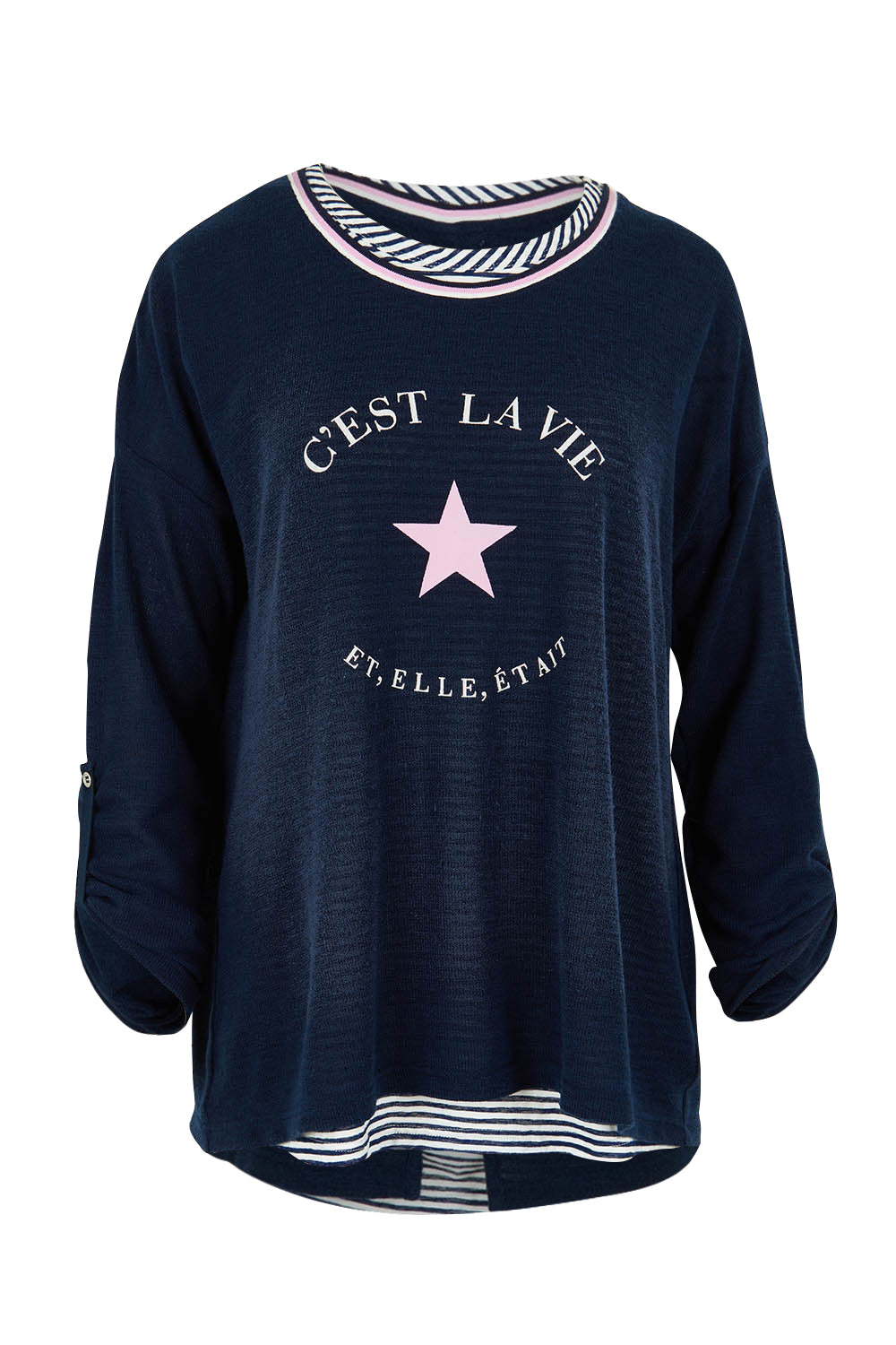 Product shot of the C'est La Vie 2 In 1 in colour Navy (Blue), from the front