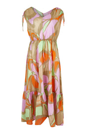 Product shot of the Grazia Mio Cotton Dress in colour Stone, from the back