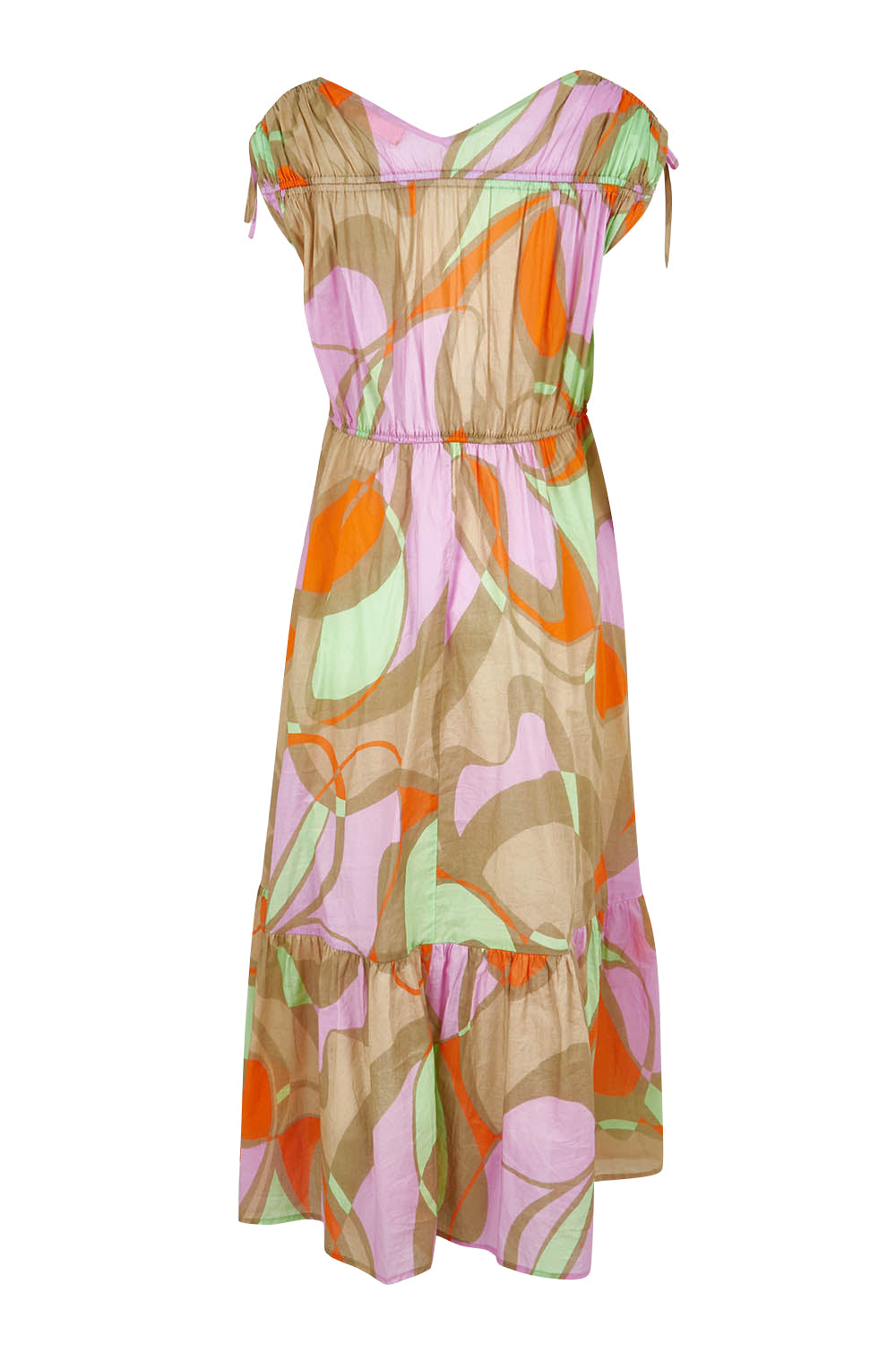 Product shot of the Grazia Mio Cotton Dress in colour Stone, from the front