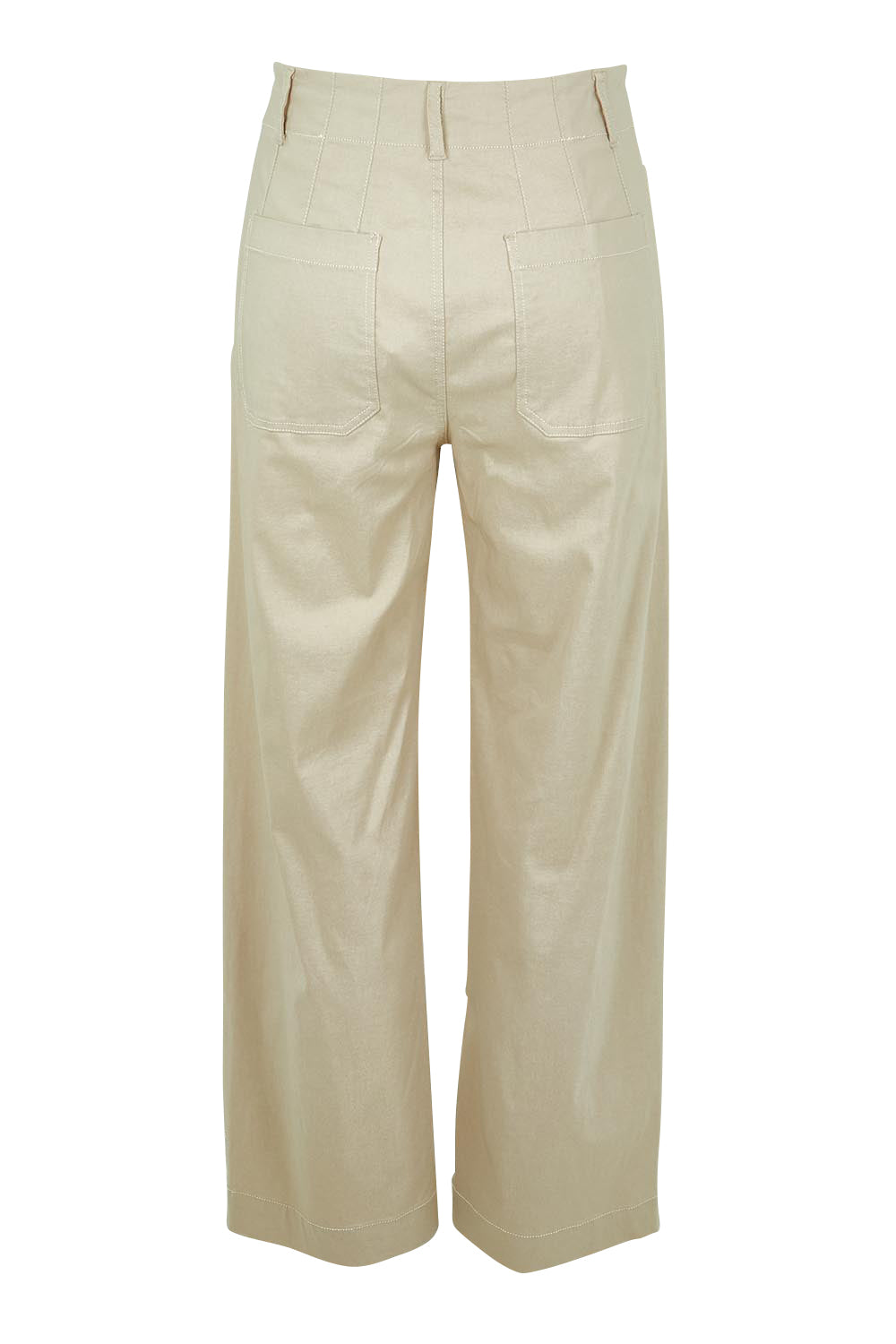 Product shot of The Marine Wide Leg Pant in colour Natural, from the back
