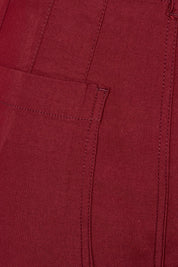 Product shot of The Marine Wide Leg Pant in colour Shiraz (Red), detail