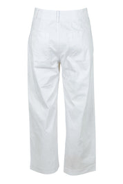 Product shot of The Marine Wide Leg Pant in colour White (White), from the back