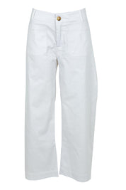 Product shot of The Marine Wide Leg Pant in colour White (White), from the front