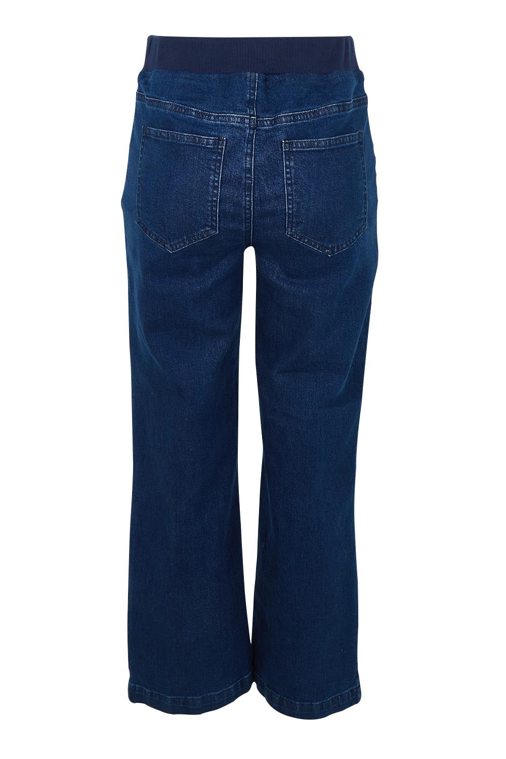Product shot of the Carpenter Wide Leg Jean in colour Darkdenim (Blue), from the back