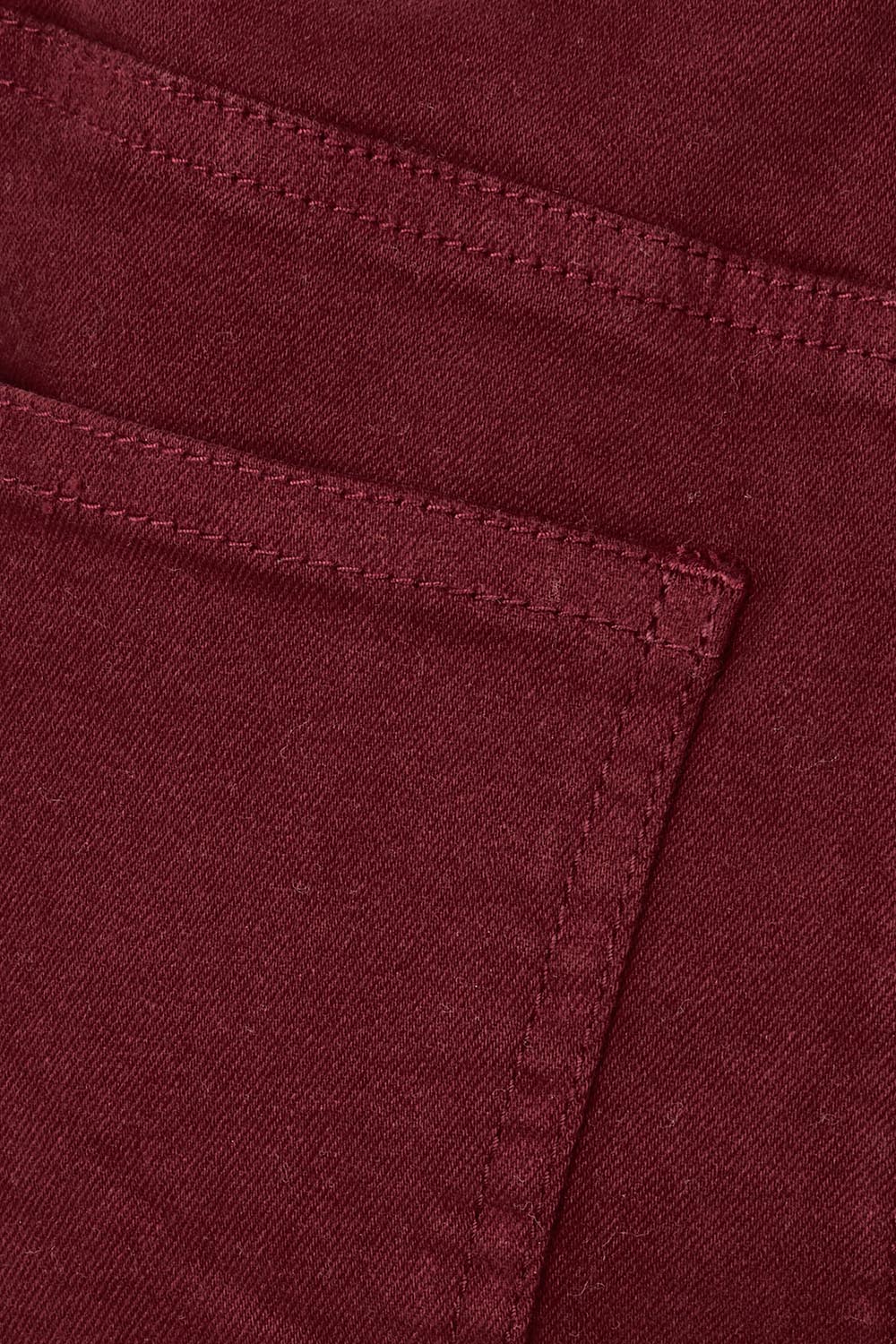 Product shot of the Carpenter Wide Leg Jean in colour Shiraz (Red), detail