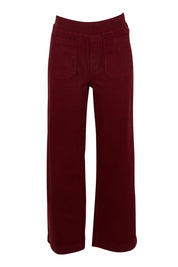 Product shot of the Carpenter Wide Leg Jean in colour Shiraz (Red), from the front
