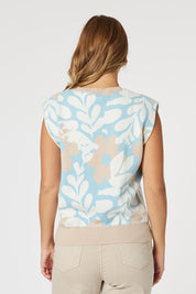 A model wearing the Pasadena Vest in colour Blue (Blue), from the back