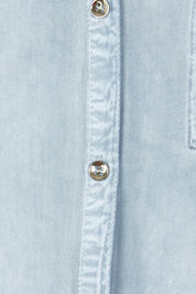 Product shot of the Paige Garment Washed Shirt in colour Washblue (Blue), detail