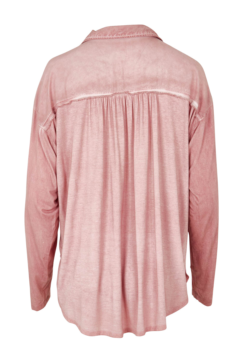 Product shot of the Paige Garment Washed Shirt in colour Washpink (Pink), from the back