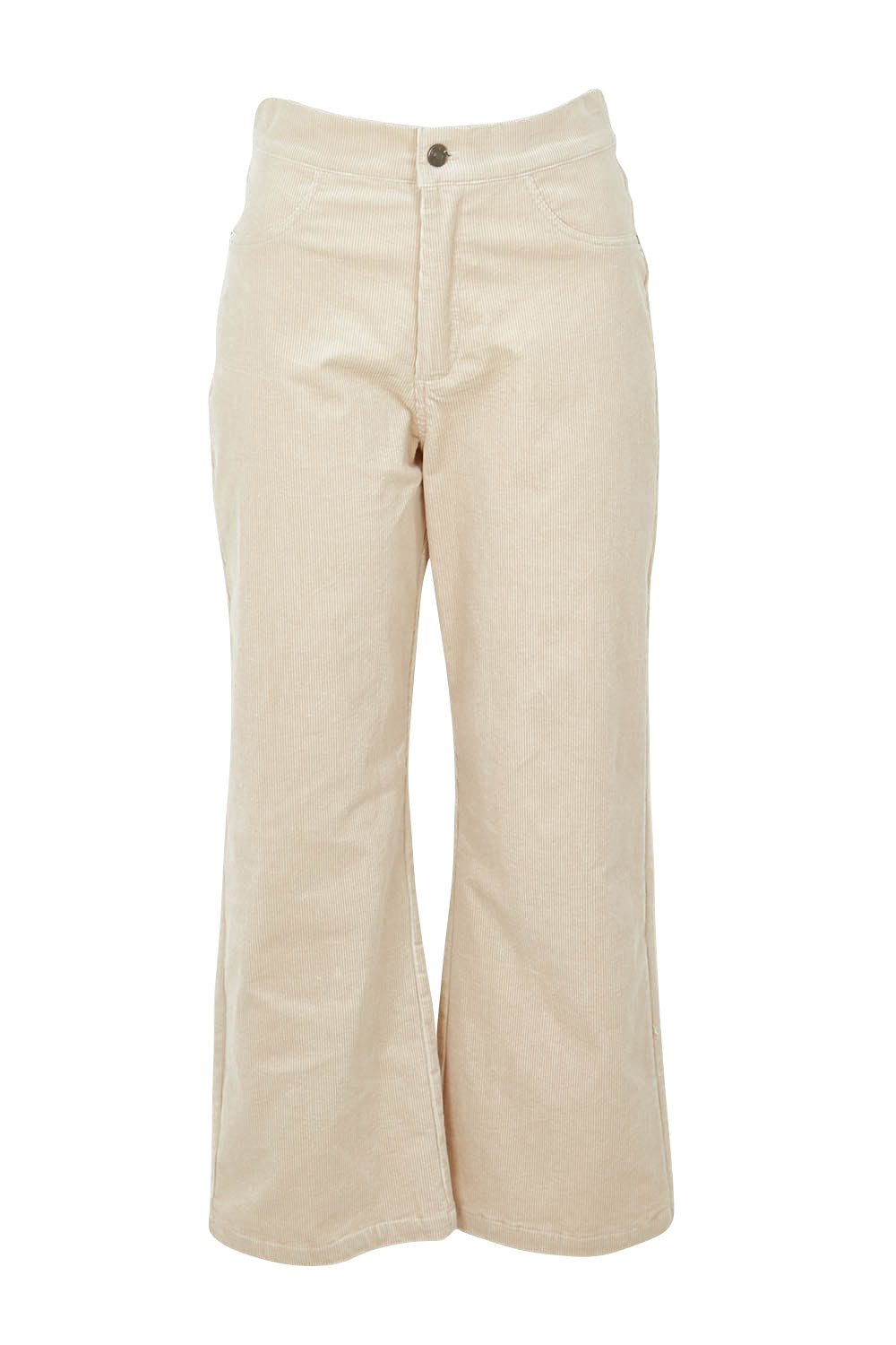Product shot of the Lucy Stretch Cord Pant in colour Natural, from the front