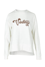 Product shot of the Vintage Cotton Blend Sweatshirt in colour White (White), from the front