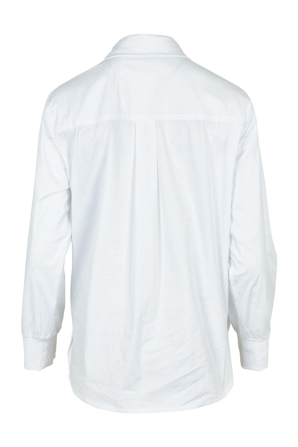 Product shot of the City Rib Cuff Cotton Blend Shirt in colour White (White), from the back