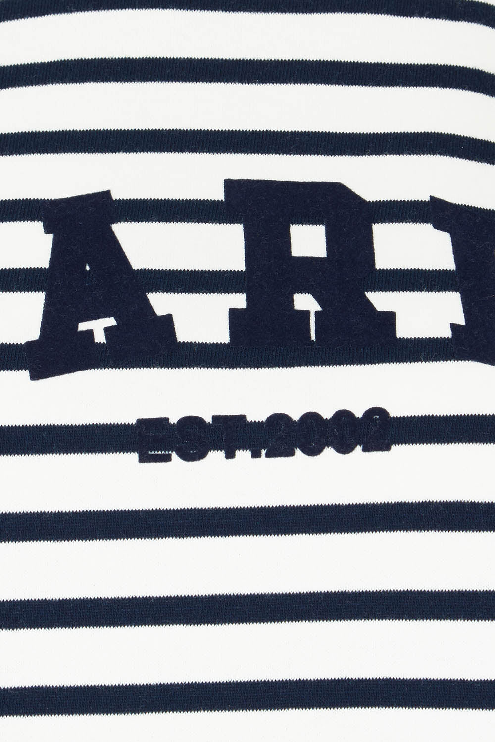 Product shot of the Paris Stripe Sweatshirt in colour Navy (Blue), detail