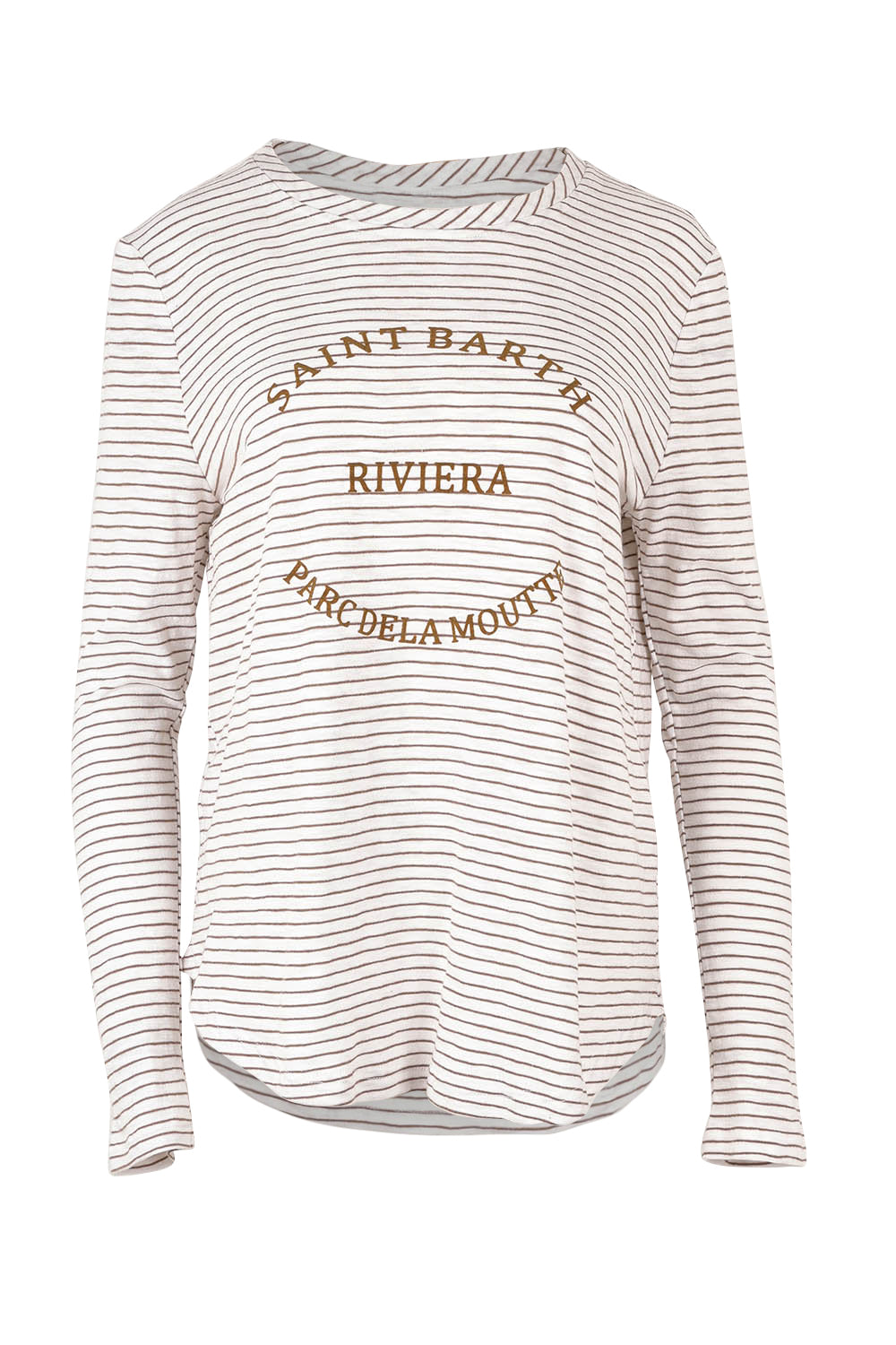 Product shot of the Riviera Cotton Blend Tee in colour Natural, from the front