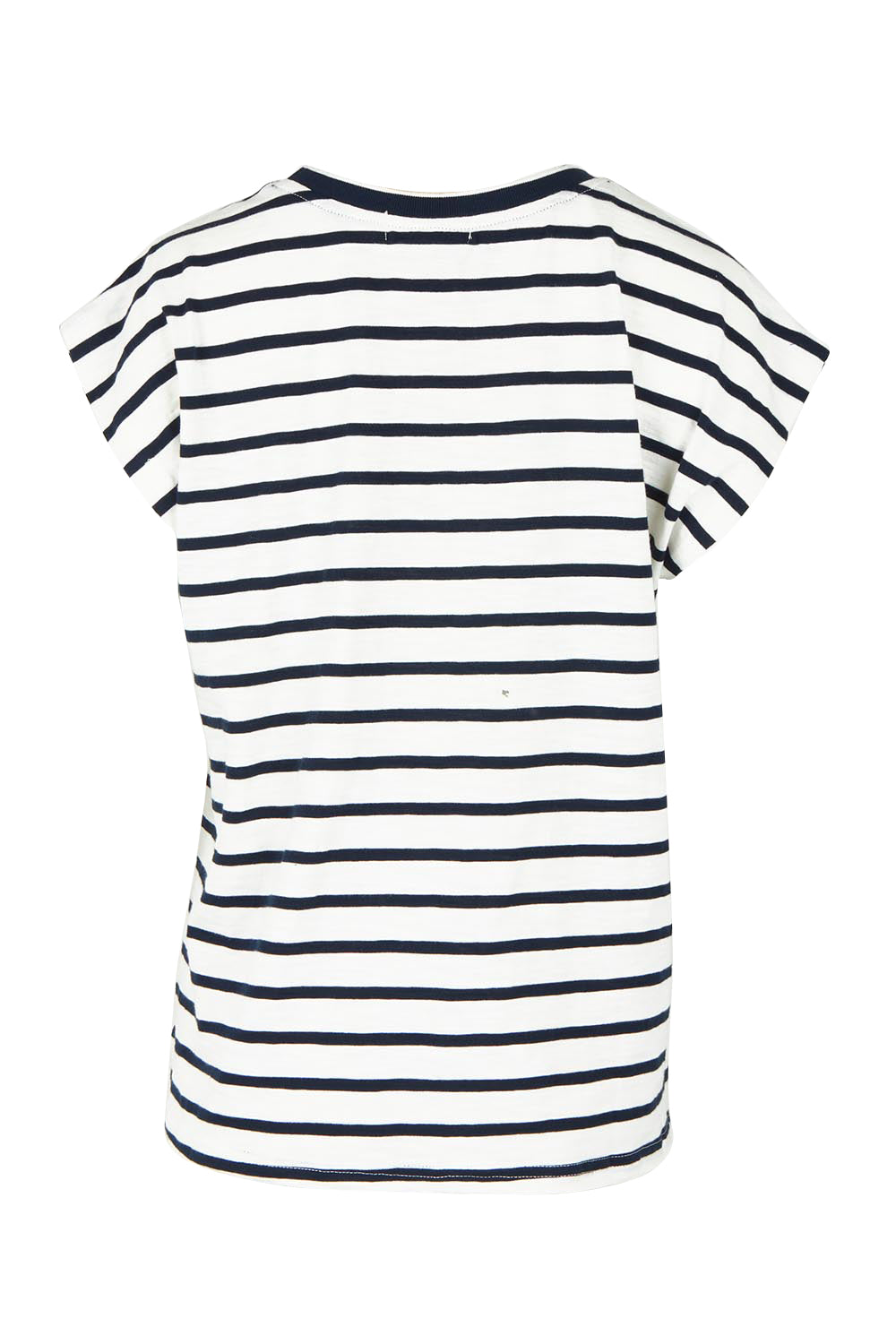 Product shot of the Amour Stripe Cotton Tee in colour Navy (Blue), from the back
