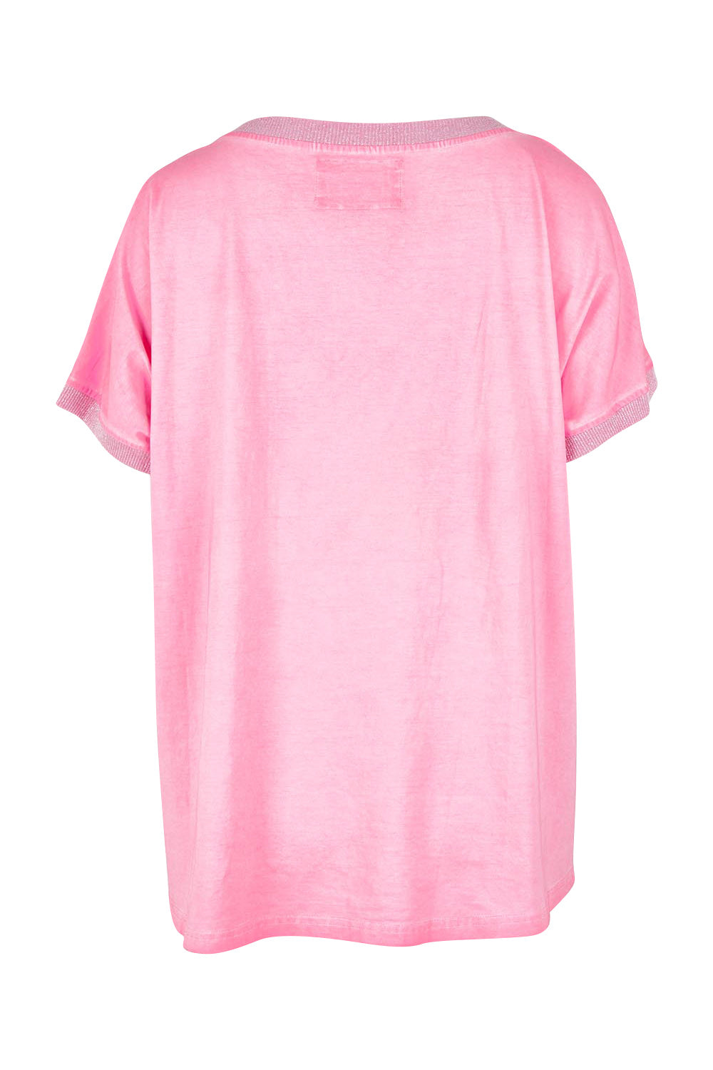 Product shot of The Sienna Linen Blend Tee in colour Pink (Pink), from the back