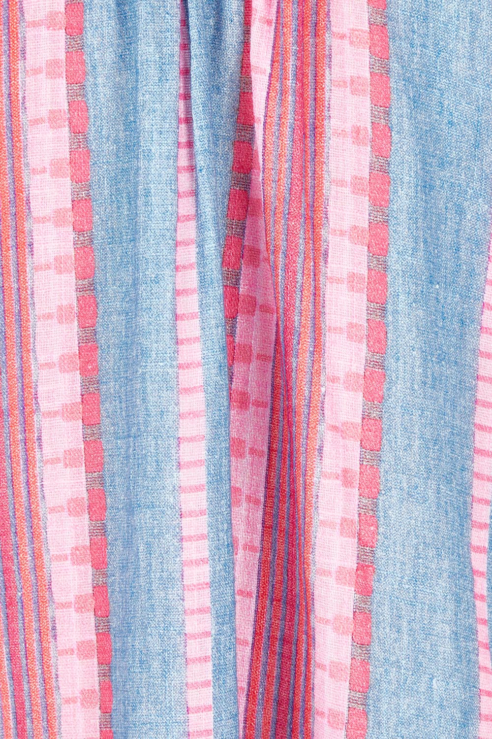 Product shot of the Bloom Stripe Cotton Top in colour Indigopink, detail