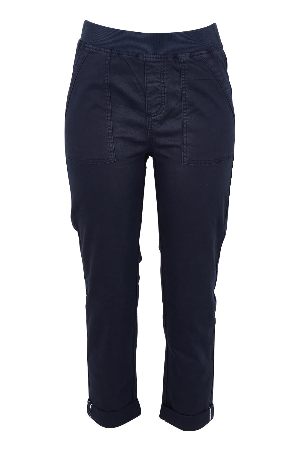 Product shot of the Isabella Cotton Pant in colour Navy (Blue), from the front