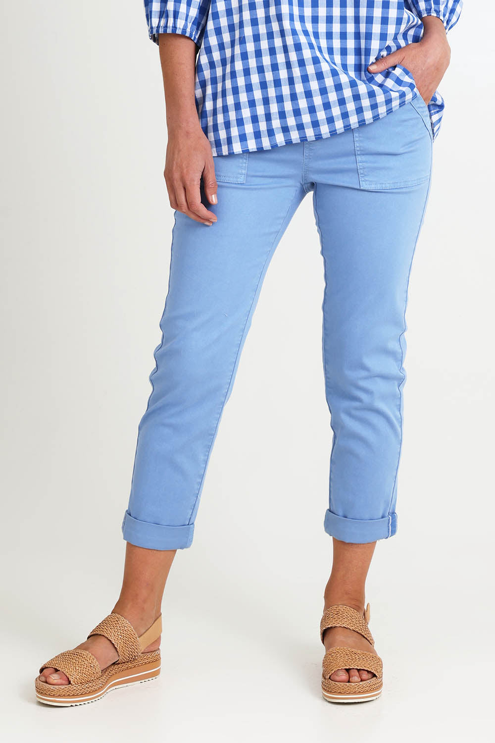 Isabella Cotton Pant - Sky