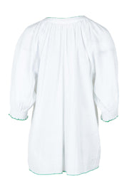 Product shot of the Pina Colada Embroidered Cotton Top in colour White (White), from the back