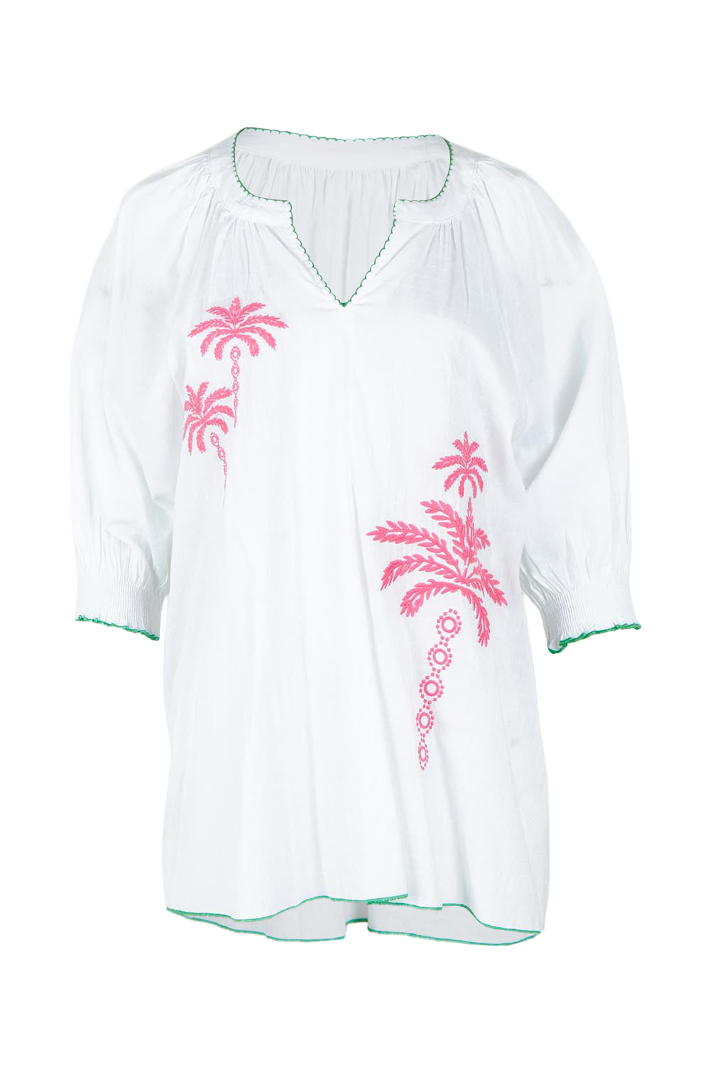 Product shot of the Pina Colada Embroidered Cotton Top in colour White (White), from the front