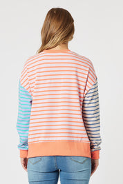 A model wearing the Maxwell Cotton Blend Summer Sweat in colour Multi, from the back