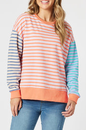 A model wearing the Maxwell Cotton Blend Summer Sweat in colour Multi, from the front, cropped image