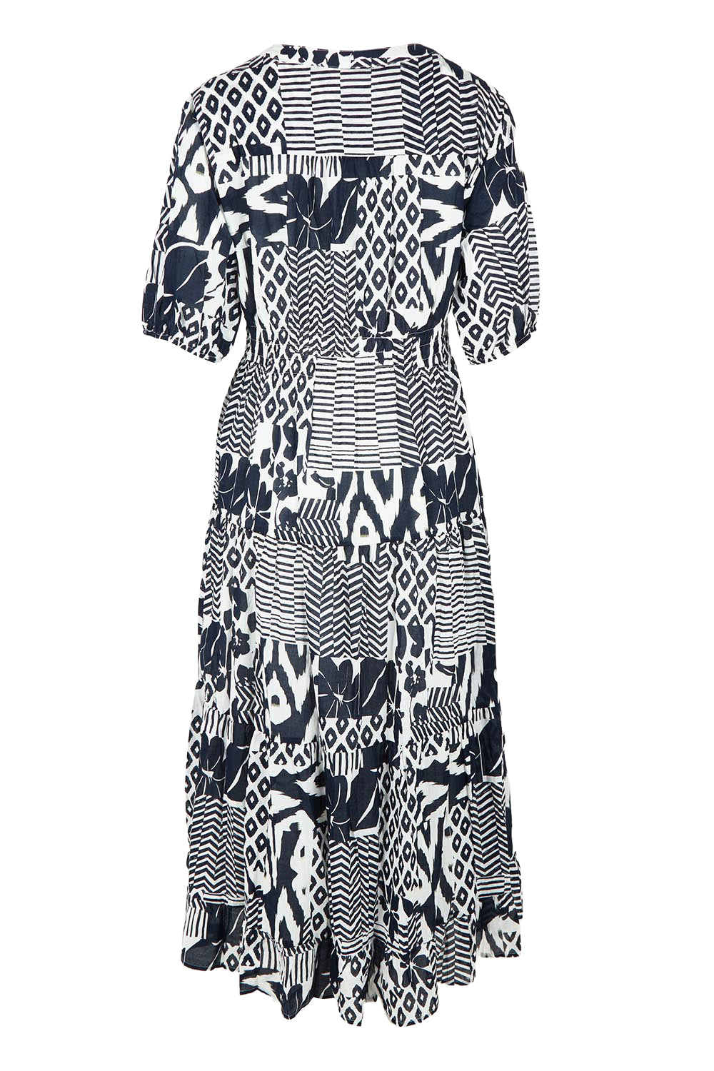 Product shot of the Calabasas Cotton Dress in colour Navy (Blue), from the back