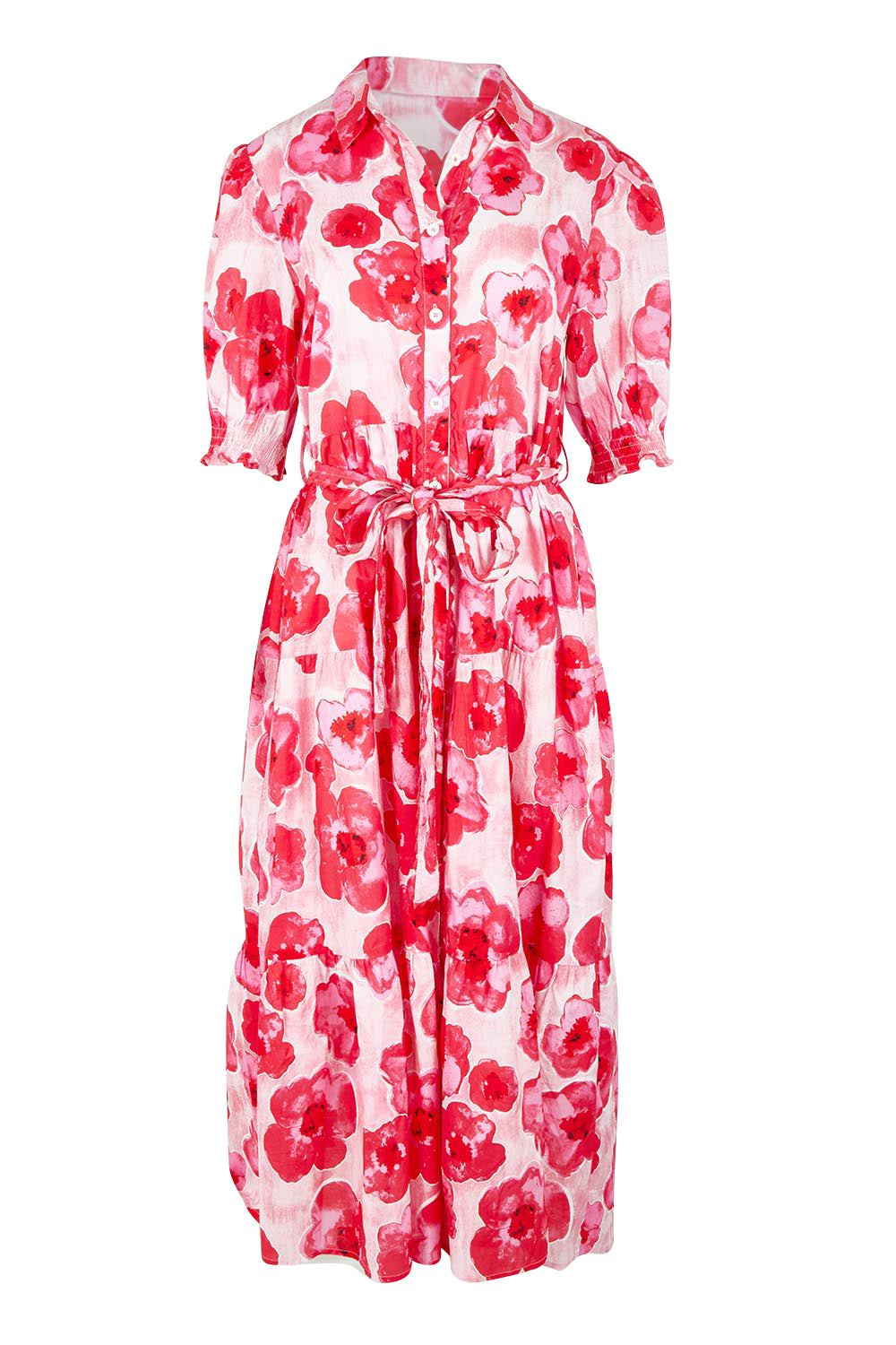 Product shot of the Pink Poppies Cotton Dress in colour Pink (Pink), from the front