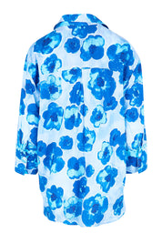 Product shot of the Poppies Shirt – Aqua in colour Aqua, from the back