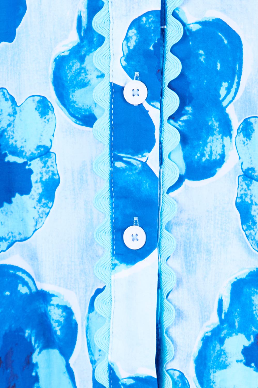 Product shot of the Poppies Shirt – Aqua in colour Aqua, showing detail