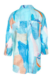 Product shot of the Grazia Mio Caro Cotton Shirt in colour Blue (Blue), from the back