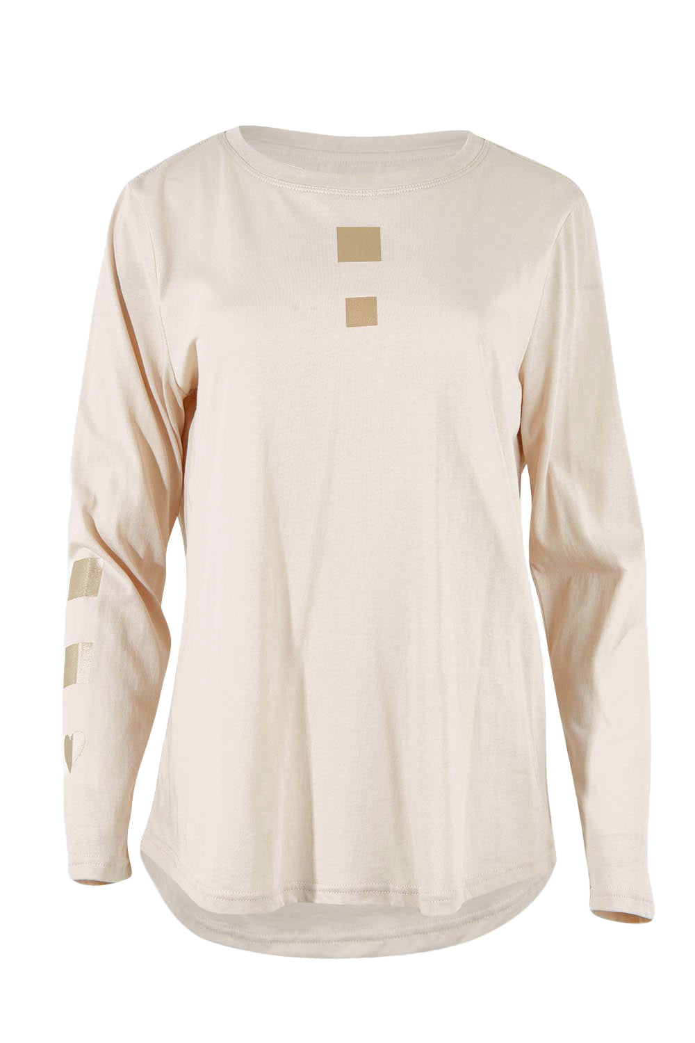 Product shot of the Heart Square Tee in colour Natural, from the front