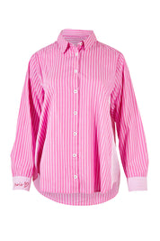 Product shot of the Cabo Stripe Shirt in colour Pink (Pink), from the front