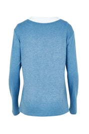 Product shot of the Alicia 2 In 1 Top in colour Blue (Blue), from the back