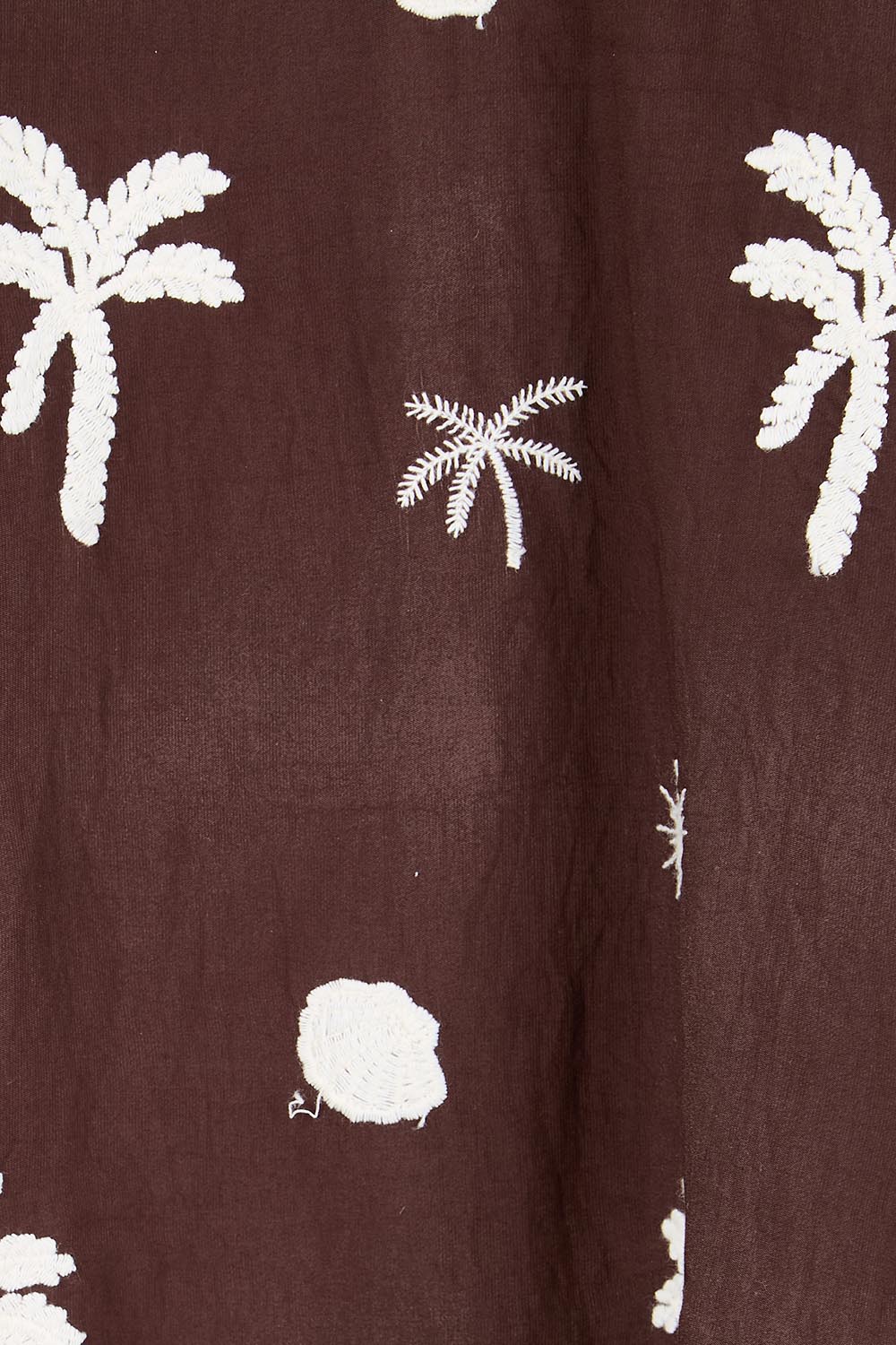 Product shot of the Canopy Embroidered Top – Coffee in colour Coffee, showing detail