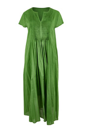 Product shot of the Acacia Cotton Dress – Apple in colour Apple, from the front