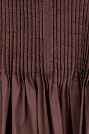 Product shot of the Acacia Cotton Dress – Coffee in colour Coffee, showing detail