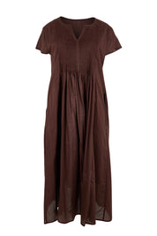 Product shot of the Acacia Cotton Dress – Coffee in colour Coffee, from the front