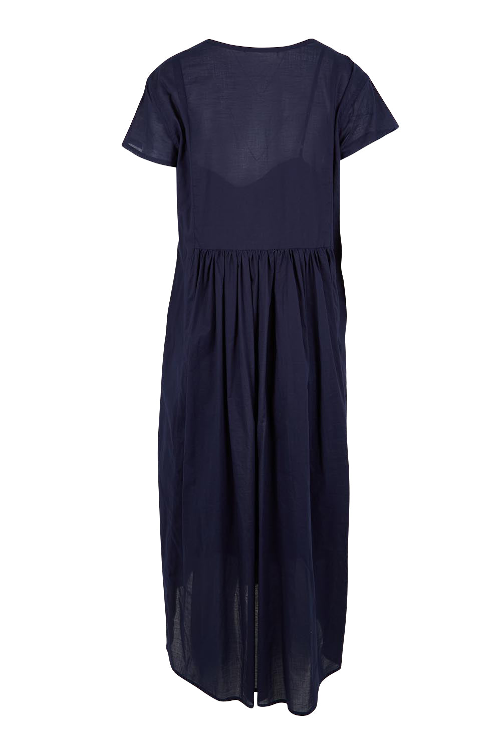 Product shot of the Acacia Cotton Dress – Navy in colour Navy, from the back