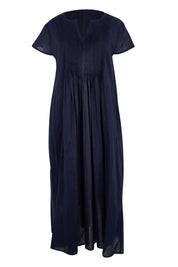 Product shot of the Acacia Cotton Dress – Navy in colour Navy, from the front