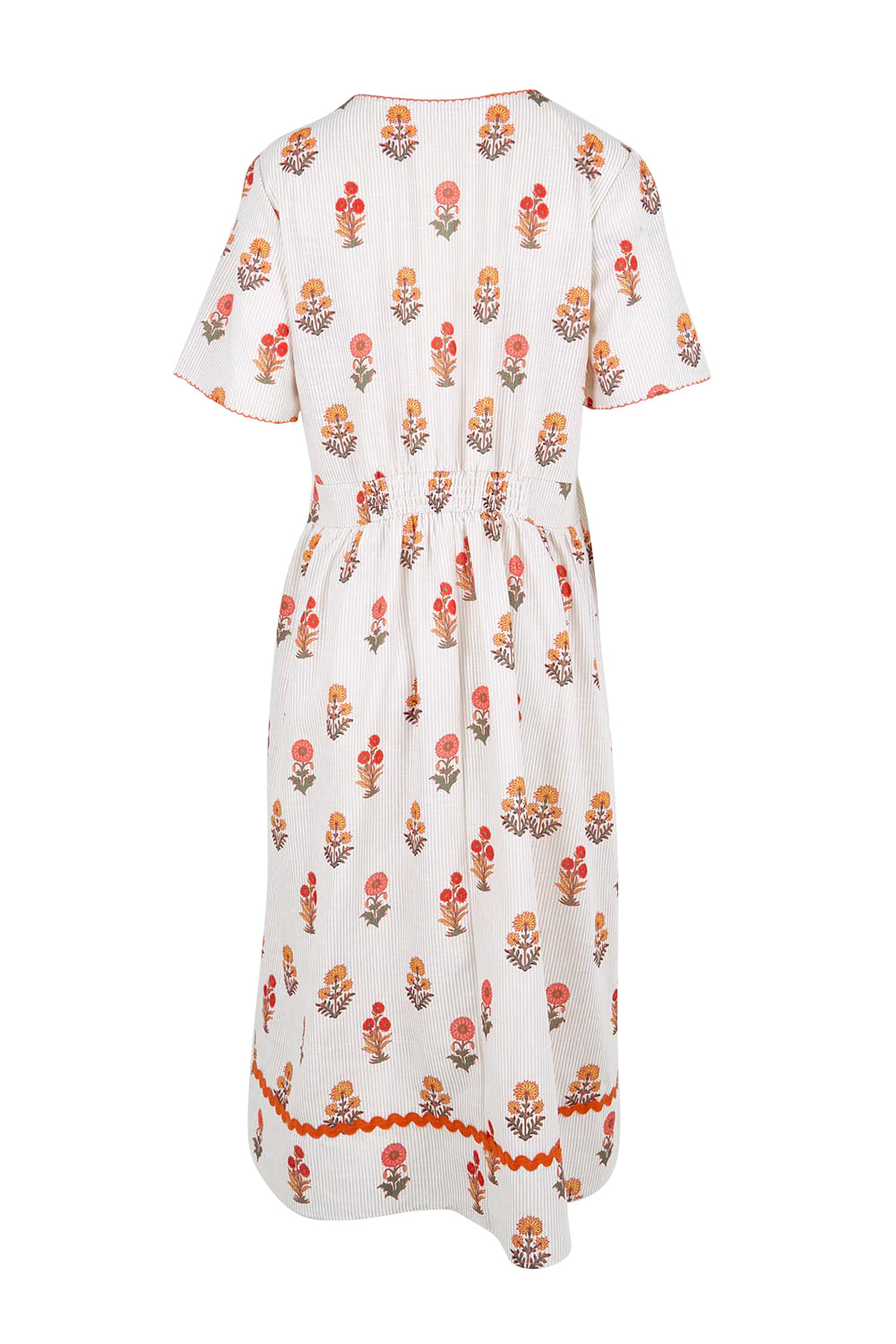 Product shot of the Candelabra Flower Dress – Natural in colour Natural, from the back