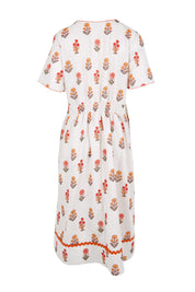 Product shot of the Candelabra Flower Dress – Natural in colour Natural, from the back