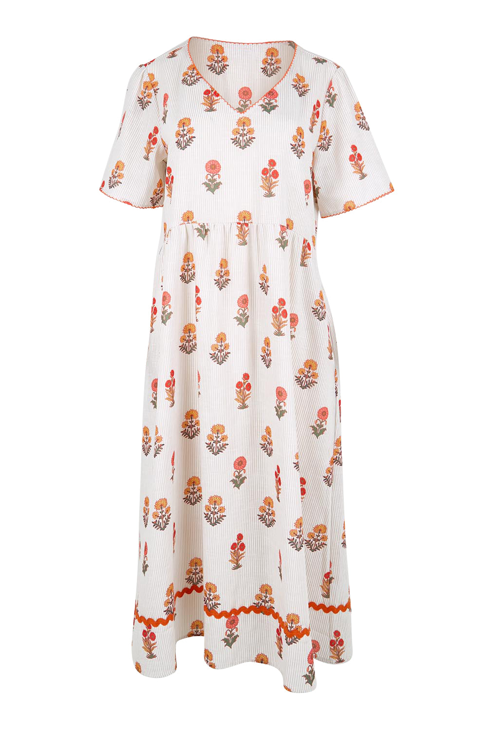 Product shot of the Candelabra Flower Dress – Natural in colour Natural, from the front