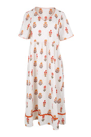 Product shot of the Candelabra Flower Dress – Natural in colour Natural, from the front