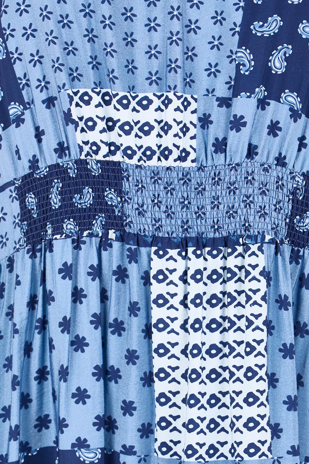 Product shot of the Costa Mesa Print Dress – Navy in colour Navy, showing detail