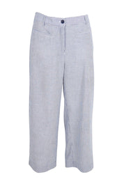 Product shot of the City Stripe Pant - Navywhite in colour Navywhite, from the front