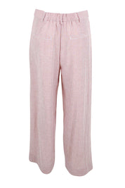 Product shot of the City Stripe Pant - Redwhite in colour Redwhite, from the back