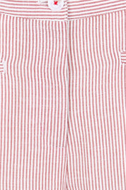 Product shot of the City Stripe Pant - Redwhite in colour Redwhite, showing detail